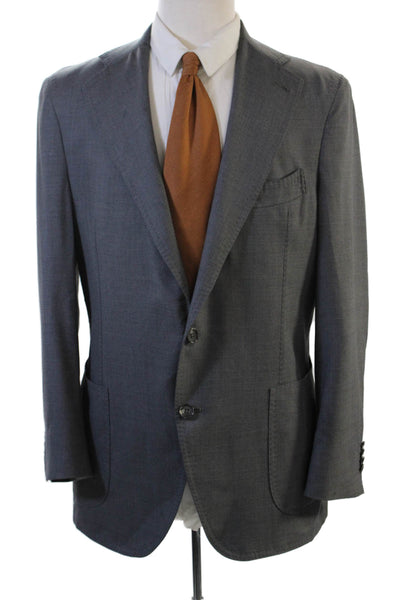Giusto! Senza Regole Mens Classic Gray Wool Silk Suit Jacket Size 52