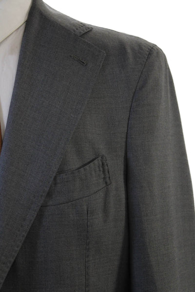 Giusto! Senza Regole Mens Classic Gray Wool Silk Suit Jacket Size 52