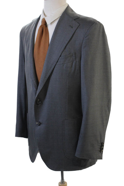 Giusto! Senza Regole Mens Classic Gray Wool Silk Suit Jacket Size 52