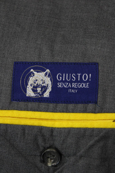 Giusto! Senza Regole Mens Classic Gray Wool Silk Suit Jacket Size 52