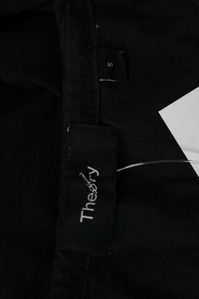 Theory Women Basic Black Cotton Blend Crew Neck Short Sleeve T-Shirt Size S