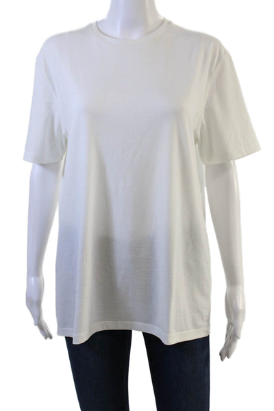 Theory Unisex Basic White Crew Neck Cotton Blend Short Sleeve T-Shirt Size M
