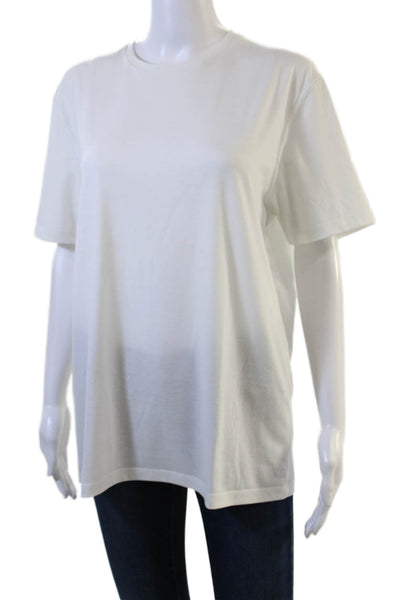 Theory Unisex Basic White Crew Neck Cotton Blend Short Sleeve T-Shirt Size M