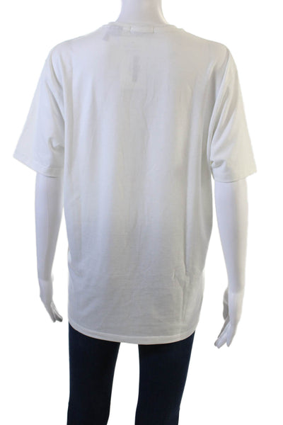 Theory Unisex Basic White Crew Neck Cotton Blend Short Sleeve T-Shirt Size M