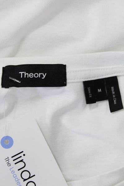Theory Unisex Basic White Crew Neck Cotton Blend Short Sleeve T-Shirt Size M