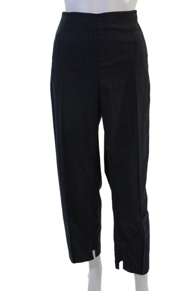 Zara Woman Womens Ankle Cropped Striped Dark Blue Dress Pants Size XL