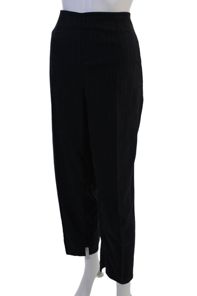 Zara Woman Womens Ankle Cropped Striped Dark Blue Dress Pants Size XL