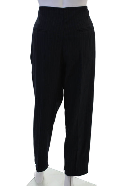 Zara Woman Womens Ankle Cropped Striped Dark Blue Dress Pants Size XL