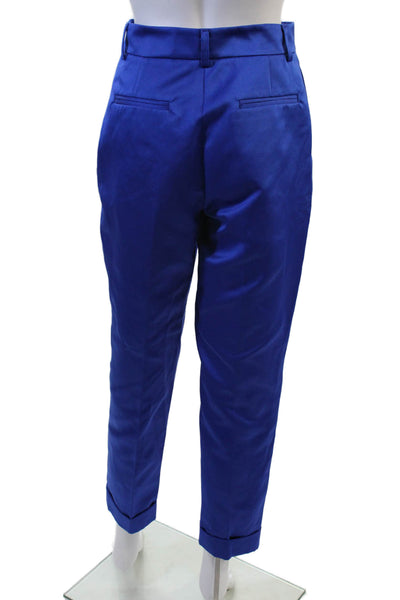 Twinset Womens Ankle Cropped Dress Pants Blue Polyester Button Size M