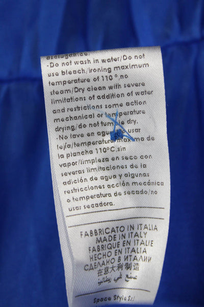 Simona Corsellini Women Silk High Neck Long Sleeve Blue Button Blouse Size 42