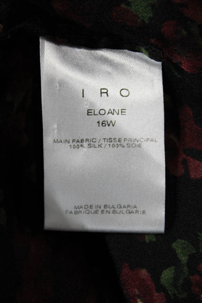 IRO Jeans Women Silk Floral High Neck Button Long Sleeve Blouse Black Size 38