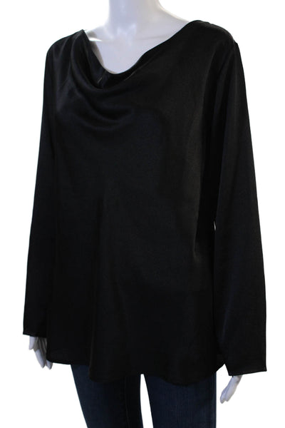 Natori Womens Black Long Sleeve Basic Blouse Size L