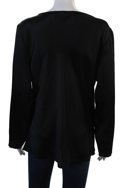 Natori Womens Black Long Sleeve Basic Blouse Size L