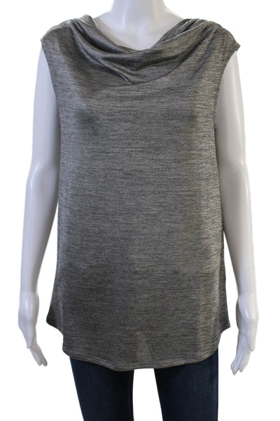 Halston Women Petite Sleeveless Tunic Blouse Gray Polyester Elastane Size XS
