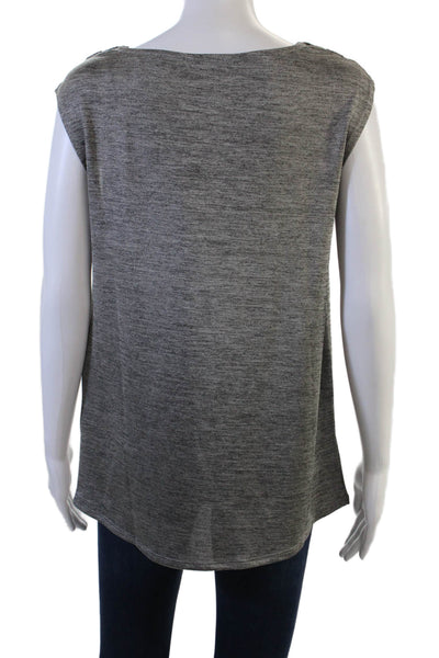 Halston Women Petite Sleeveless Tunic Blouse Gray Polyester Elastane Size XS