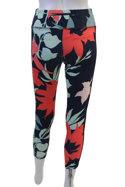 Champion Women Ankle Floral Dark Blue Leggings Zip Size S
