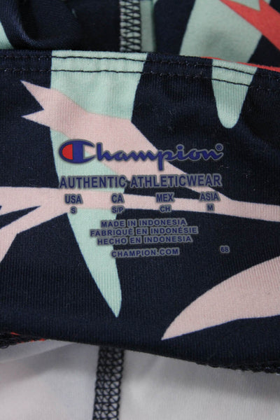 Champion Women Ankle Floral Dark Blue Leggings Zip Size S