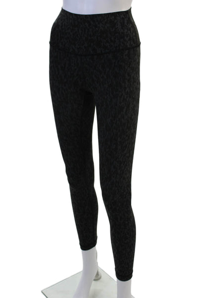 Lululemon Women Ankle Black Camo Leggings Nylon Blend Size 2