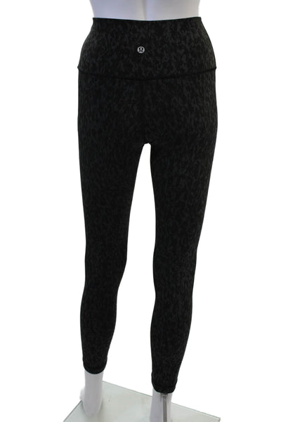Lululemon Women Ankle Black Camo Leggings Nylon Blend Size 2