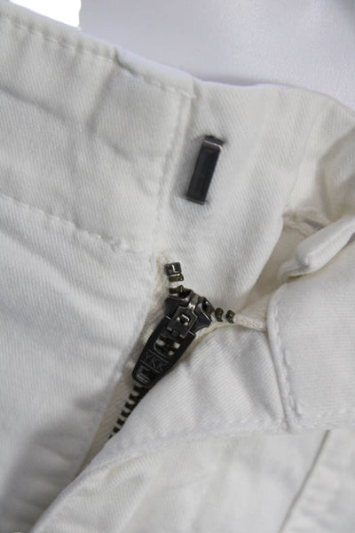 Nili Lotan Womens Cargo Cropped Pants White Cotton Blend Hook & Eye Size 2