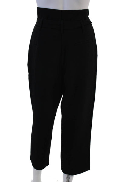 Allen Schwartz Women Cropped Paperbag Dress Pants Black Polyester Size 4