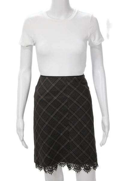 Sportmax Womens Black Plaid Straight Pencil Skirt Midi Size 4