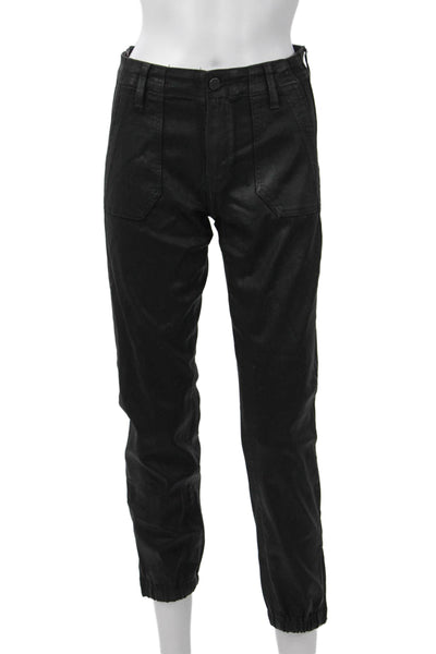 Paige Unisex Black Ankle Jogger Pants Button Closure 29 Inseam Size 26