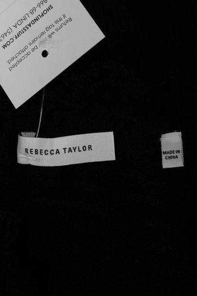 Rebecca Taylor Womens Black Wool Viscose Long Sleeve Tie Blouse Gothic Size S