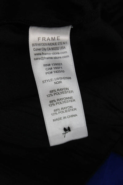 Frame Women Black Collared Short Sleeve Button Up Blouse Size S