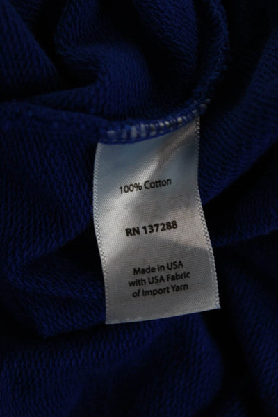 Year Of Ours Women Henley Hoodies Blue 100%Cotton Drawstring Long Sleeve Size S