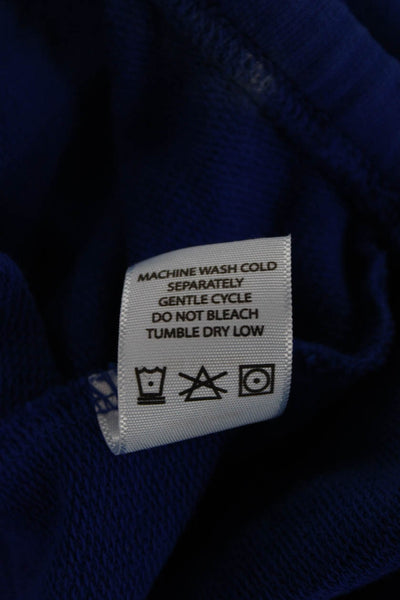 Year Of Ours Women Henley Hoodies Blue 100%Cotton Drawstring Long Sleeve Size S