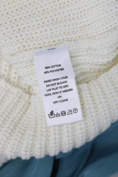 Lilla P Womens White Crew Neck Short Sleeve Top 55% Cotton Size M