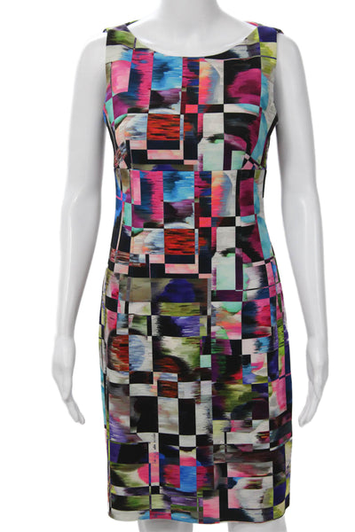 Milly Women Sheath Dress MultiColor Geometric Sleeveless Midi Size 2