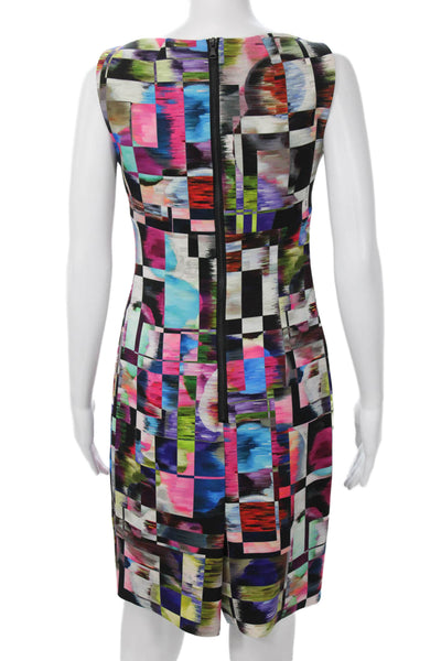 Milly Women Sheath Dress MultiColor Geometric Sleeveless Midi Size 2
