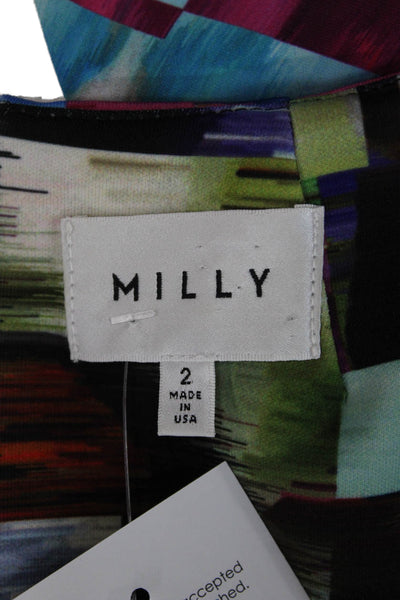 Milly Women Sheath Dress MultiColor Geometric Sleeveless Midi Size 2