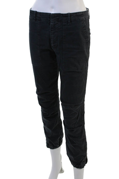 Nili Lotan Women Cargo Cropped Jogger Pants Black Hook & Eye Size 2