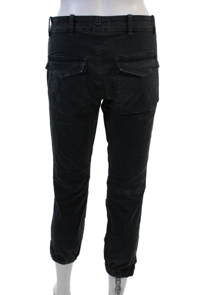 Nili Lotan Women Cargo Cropped Jogger Pants Black Hook & Eye Size 2