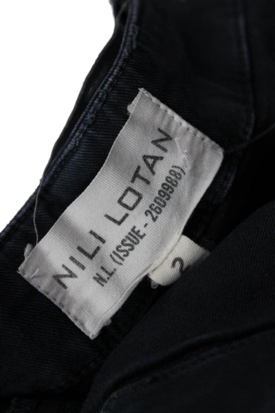 Nili Lotan Women Cargo Cropped Jogger Pants Black Hook & Eye Size 2