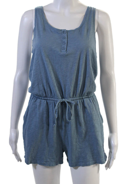 Z Supply Women Sleeveless Scoop Neck Jumpsuit Romper Blue 100% Cotton Size S