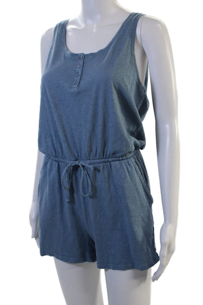 Z Supply Women Sleeveless Scoop Neck Jumpsuit Romper Blue 100% Cotton Size S