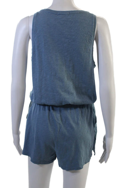Z Supply Women Sleeveless Scoop Neck Jumpsuit Romper Blue 100% Cotton Size S