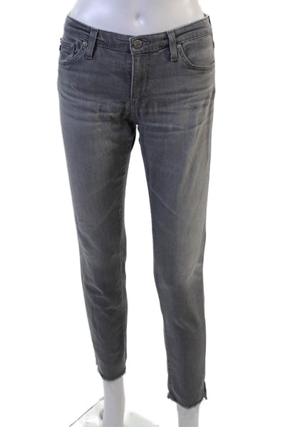 AG Adriano Goldschmied Women Ankle Cropped Gray Low Rise Jeans Size 28