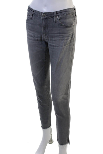 AG Adriano Goldschmied Women Ankle Cropped Gray Low Rise Jeans Size 28
