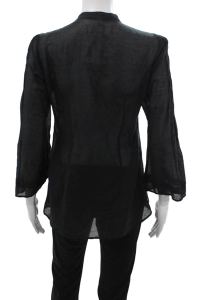 Joie Womens Tunic Silk Black High Neck Button Up Long Sleeve Bohemian Size S