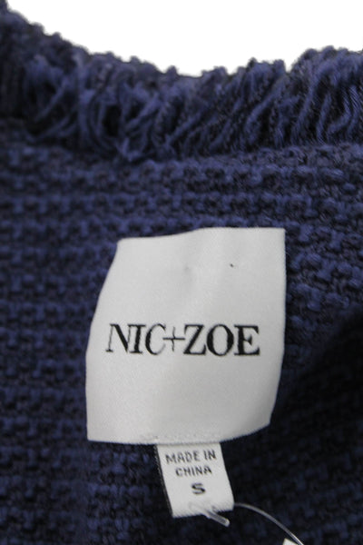 Nic + Zoe Women Cardigan Dark Blue Long Sleeve Size S