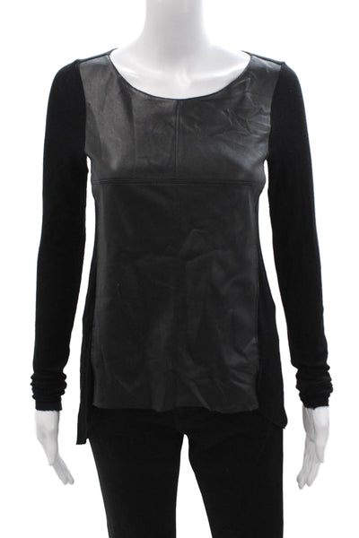 Bailey 44 Women Biker Round Neck Long Sleeve Black Sweater Size S