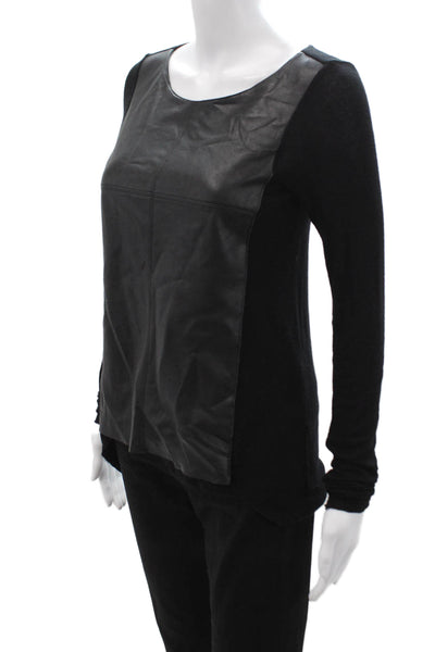 Bailey 44 Women Biker Round Neck Long Sleeve Black Sweater Size S
