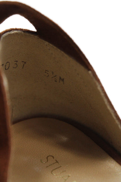 Stuart Weitzman Womens Suede Ankle Strap Tied Flat Sandals Brown Size 5.5