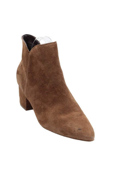 Cole Haan Womens Suede Pointed Toe Zip Up Ankle Boots Brown Size 8 B
