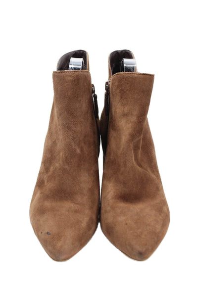 Cole Haan Womens Suede Pointed Toe Zip Up Ankle Boots Brown Size 8 B
